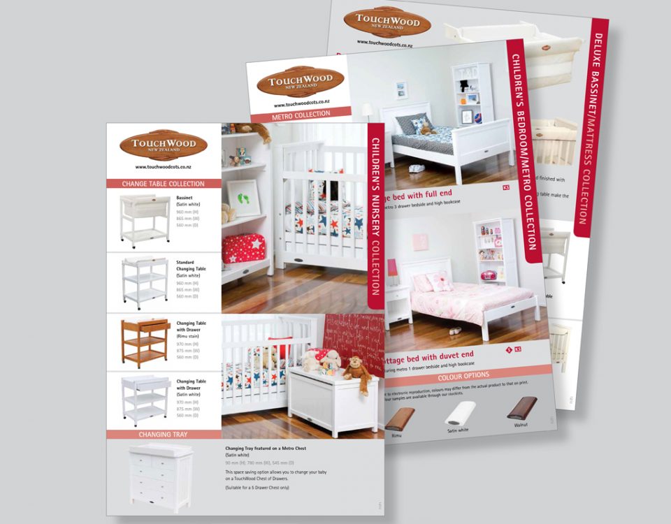 Graphic design for Touchwood product catalogue