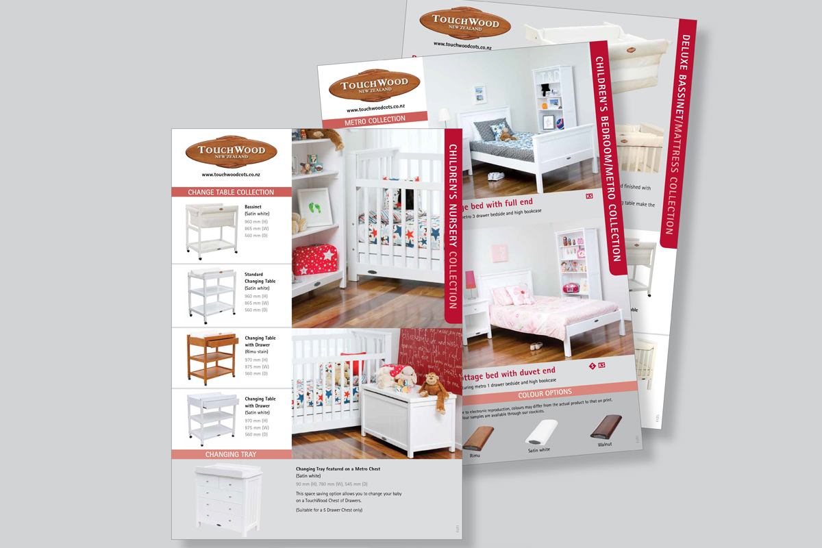 Graphic design for Touchwood product catalogue